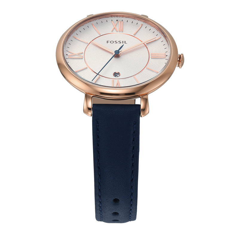 Fossil Jacqueline Rose-Gold & Navy Leather Women's Watch