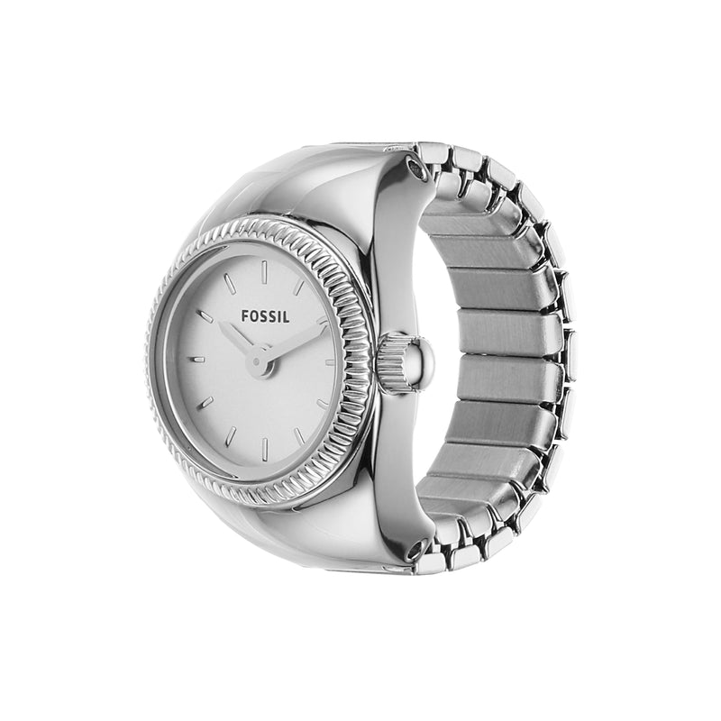 Fossil Exquisite Silver Ring Watch ES5245 with Two-Hand Movement