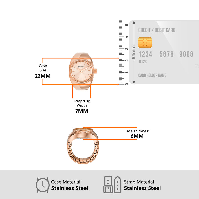 Fossil Elegance Ring Watch ES5247 – Rose Gold Two-Hand Timepiece