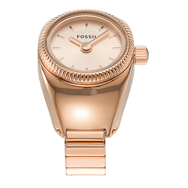 Fossil Elegance Ring Watch ES5247 – Rose Gold Two-Hand Timepiece