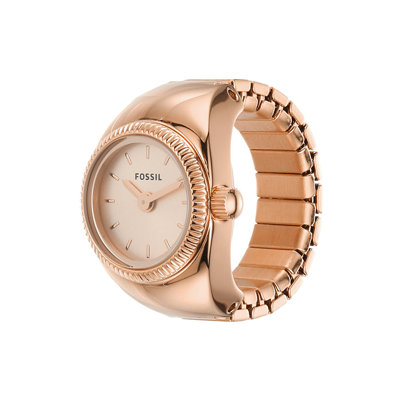 Fossil Elegance Ring Watch ES5247 – Rose Gold Two-Hand Timepiece
