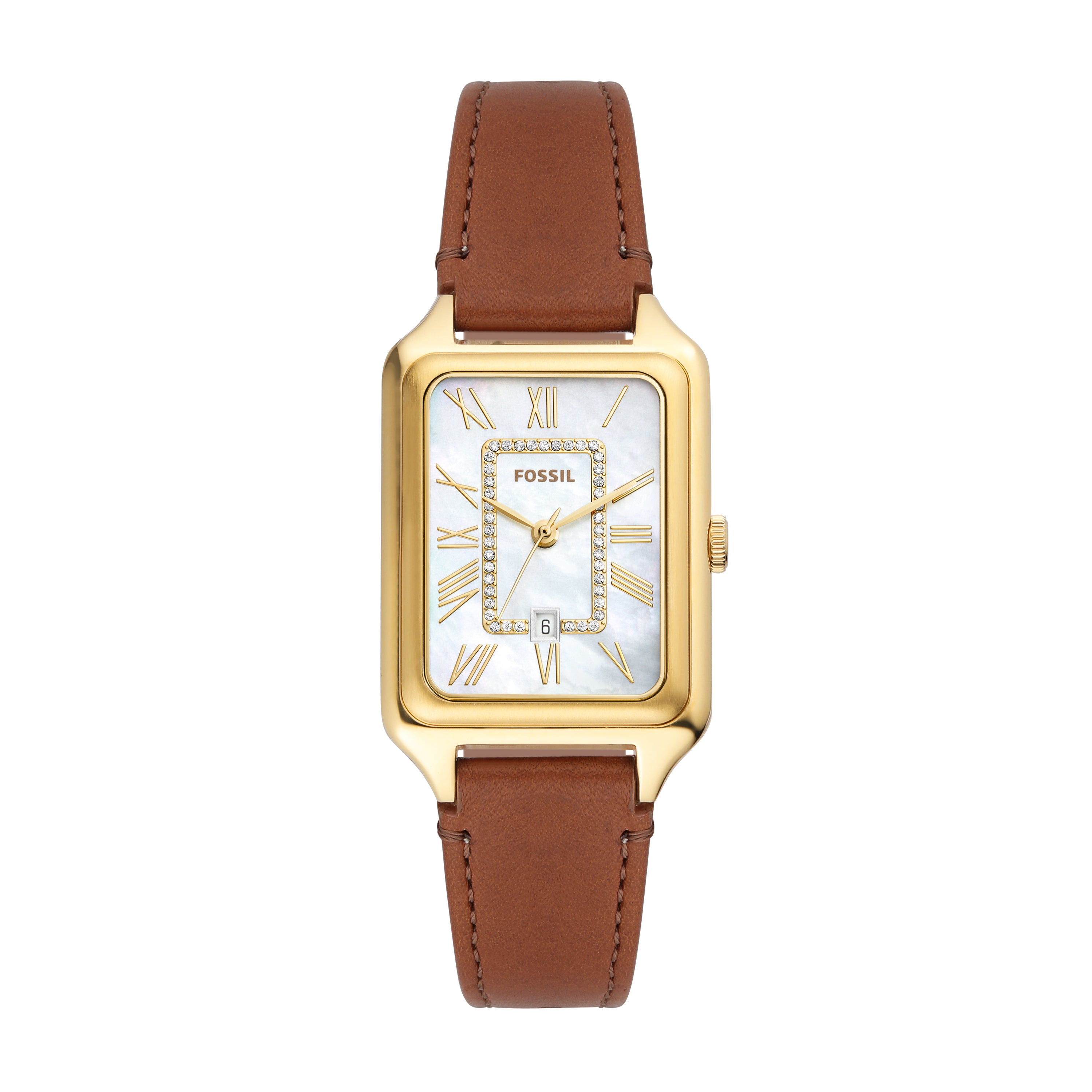 Fossil Raquel Brown Leather Band Mother of Pearl Dial Womens Watch ES5307