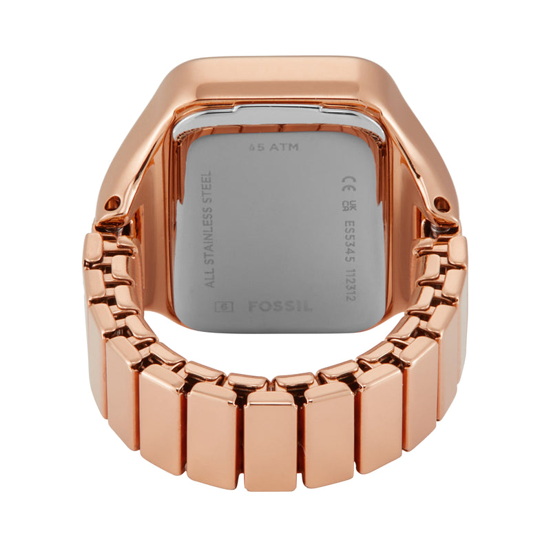 Fossil Raquel Elegance in Rose Gold - Stainless Steel Two-Hand Watch Ring ES5345