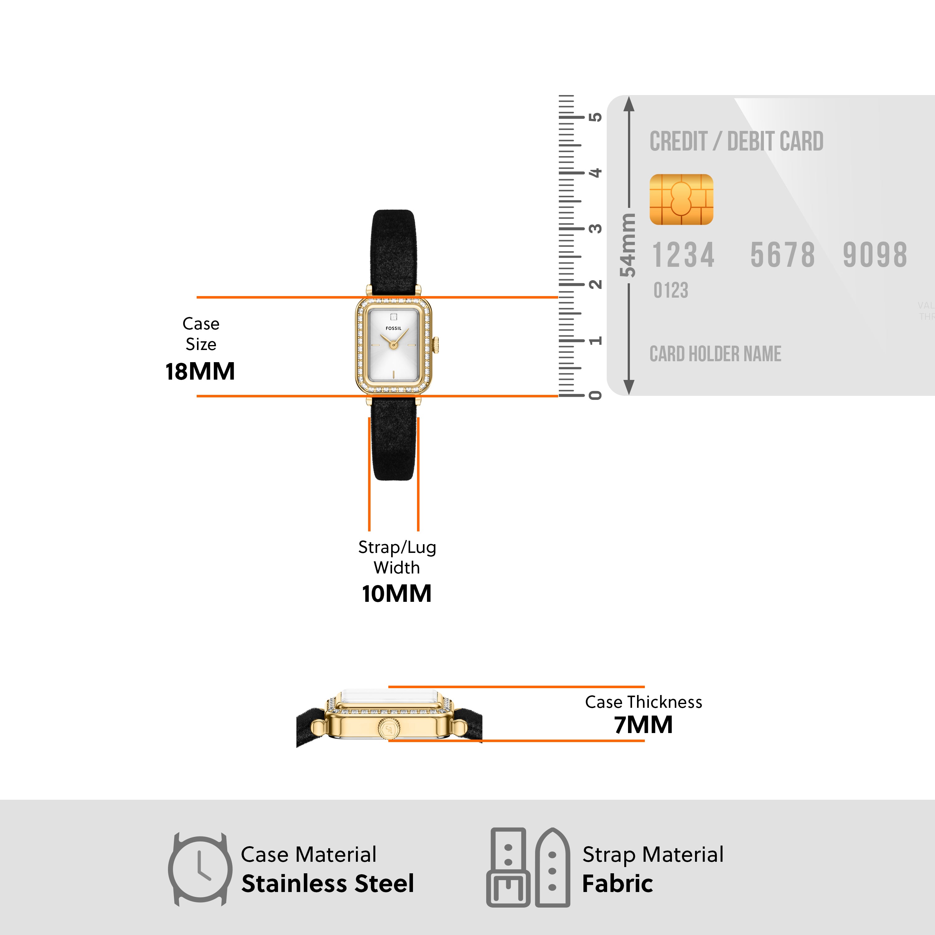 Fossil Raquel Two Hand Black Velvet Watch ES5437