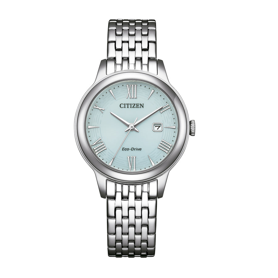 Citizen Lady Dress EW2621-59M green dial silver stainless steel front view