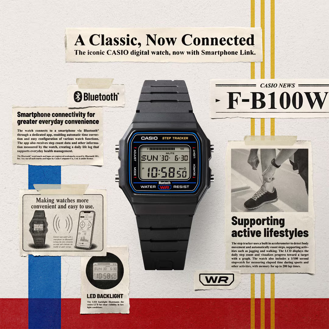 Casio Vintage Step Tracker Green Resin Watch FB100W-3A