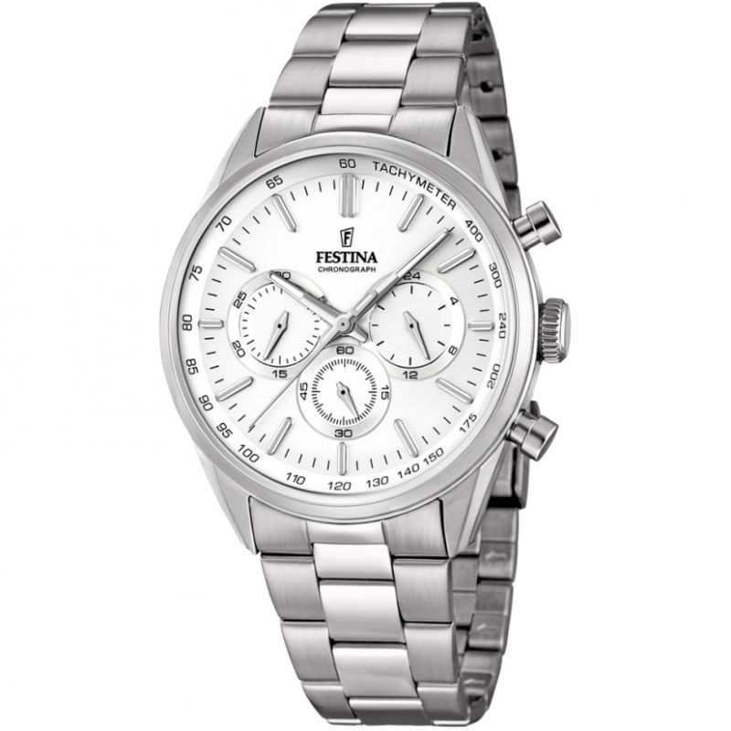 Festina Elegance Silver Chronograph Bracelet Watch F16820-1