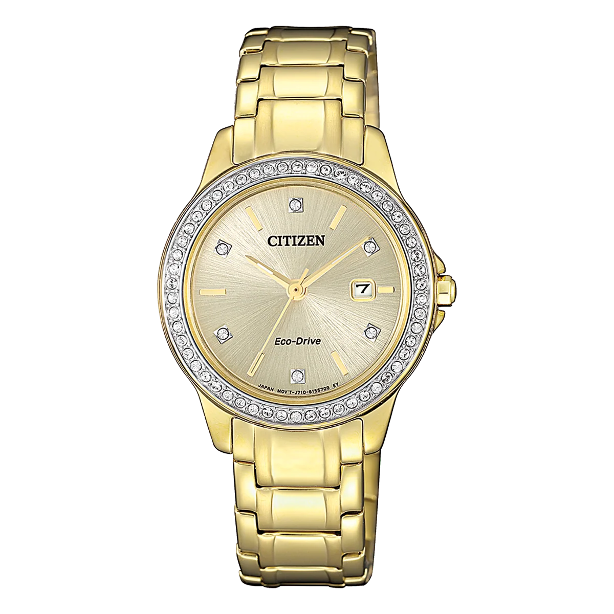 Citizen Classic FE1172-55P champagne dial gold stainless steel front view