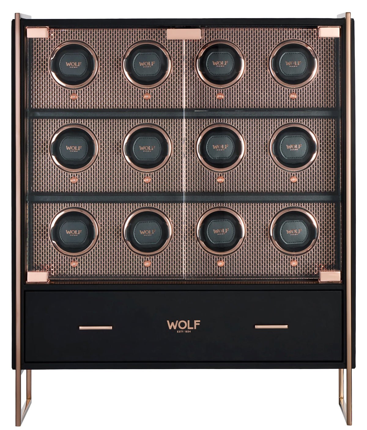 WOLF Axis 12 Piece Watch Winder Cabinet in Copper