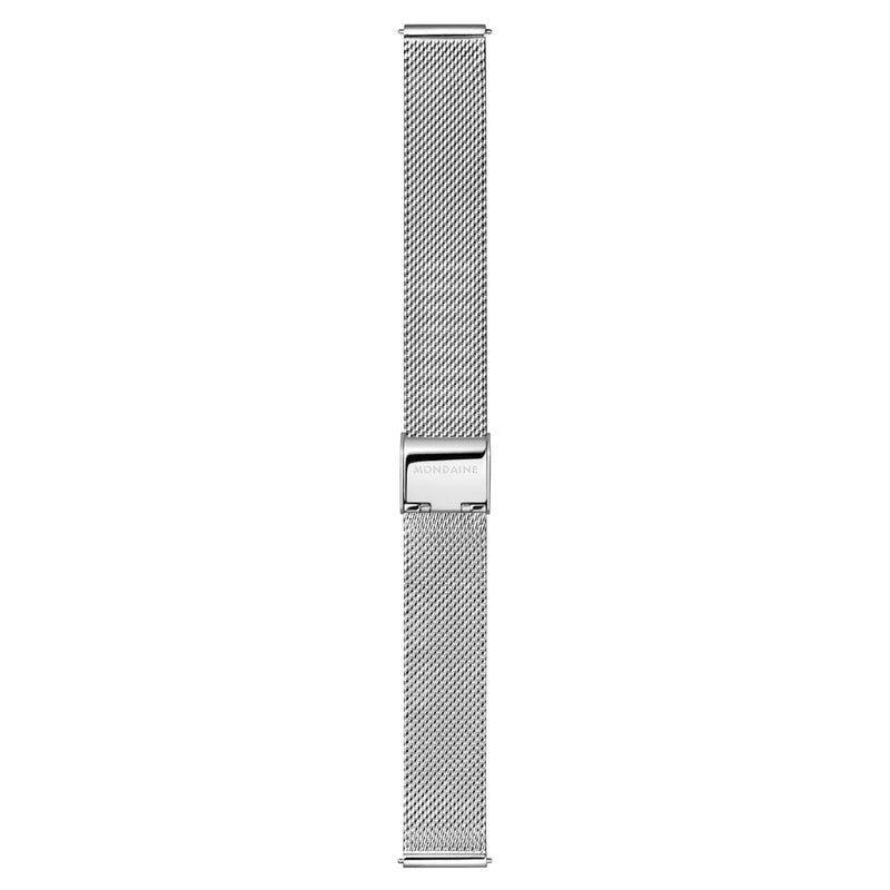 Mondaine Doppio White Dial Silver Mesh Bracelet Watch MLE.33110.SM