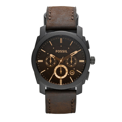 Fossil Machine Mid-Size Brown Leather Chronograph Watch FS4656