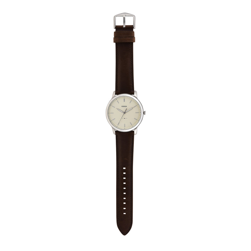 Fossil Minimalist Brown Leather Three-Hand Watch FS5439