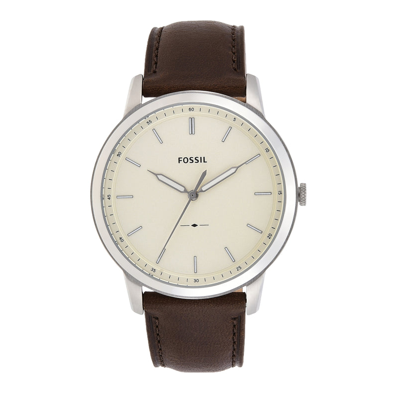 Fossil Minimalist Brown Leather Three-Hand Watch FS5439