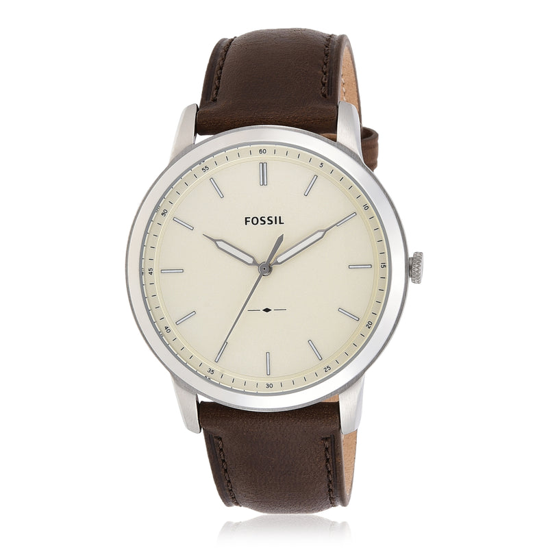 Fossil Minimalist Brown Leather Three-Hand Watch FS5439