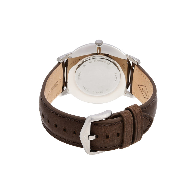 Fossil Minimalist Brown Leather Three-Hand Watch FS5439