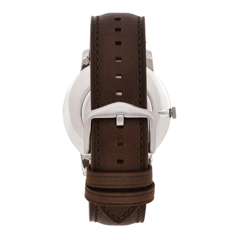 Fossil Minimalist Brown Leather Three-Hand Watch FS5439