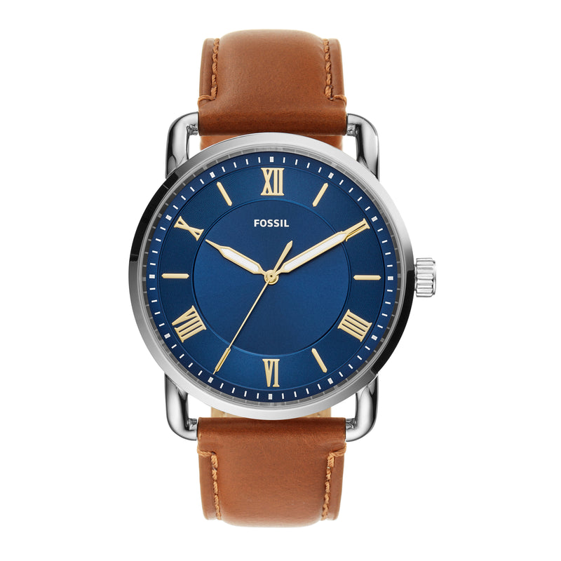 Fossil Copeland Brown Leather Band Blue Dial Men's Watch FS5661
