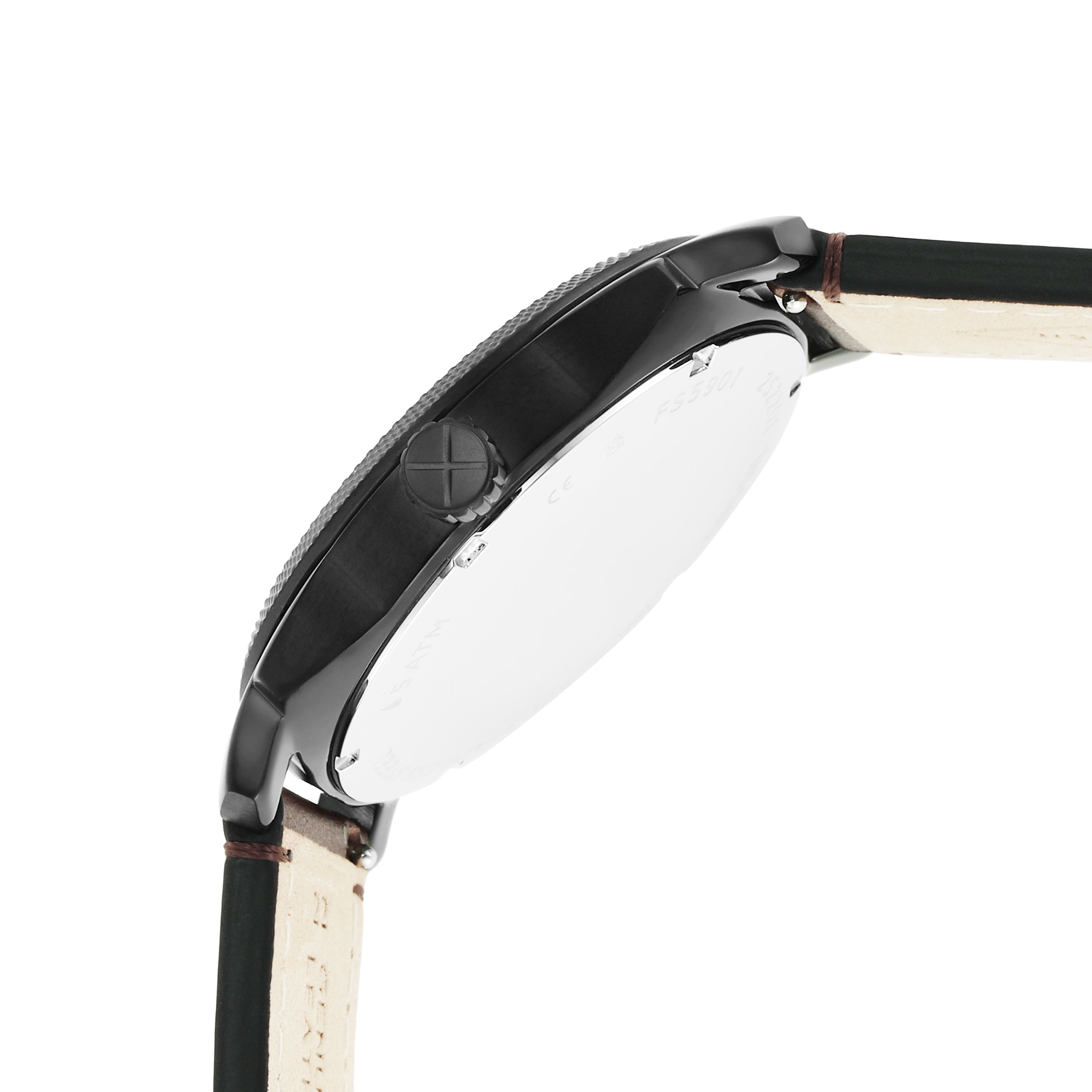 Fossil Timeless Elegance: Fossil Machine Brown Leather Date Watch FS5901