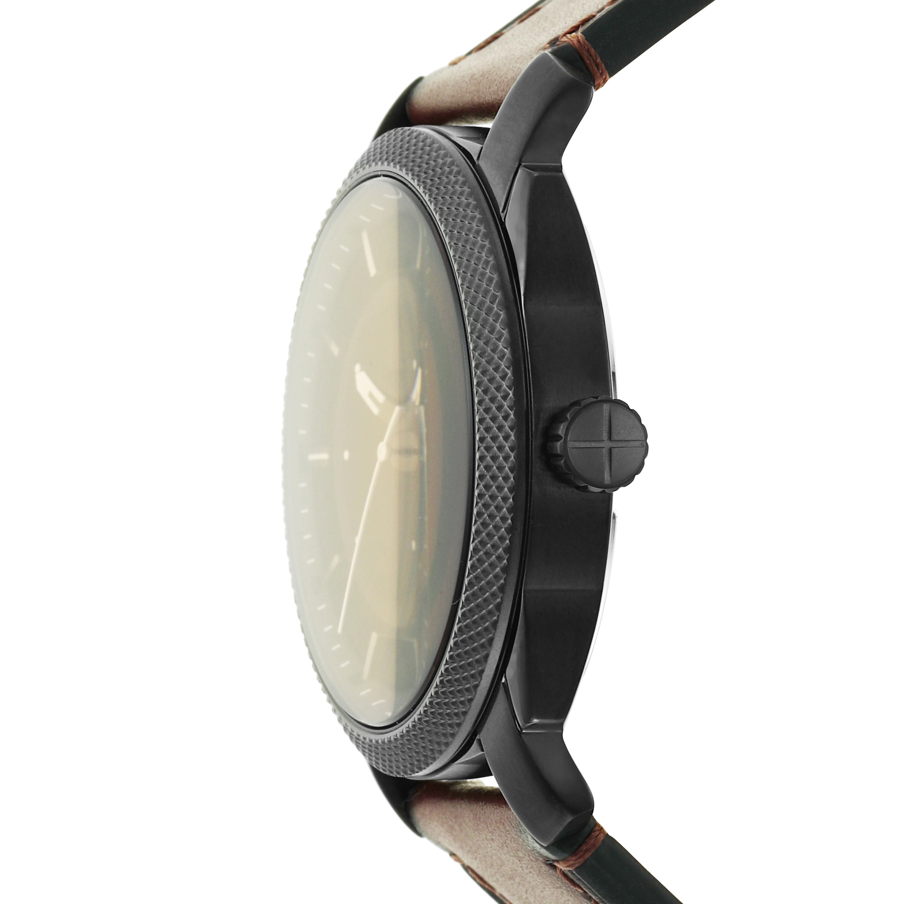 Fossil Timeless Elegance: Fossil Machine Brown Leather Date Watch FS5901