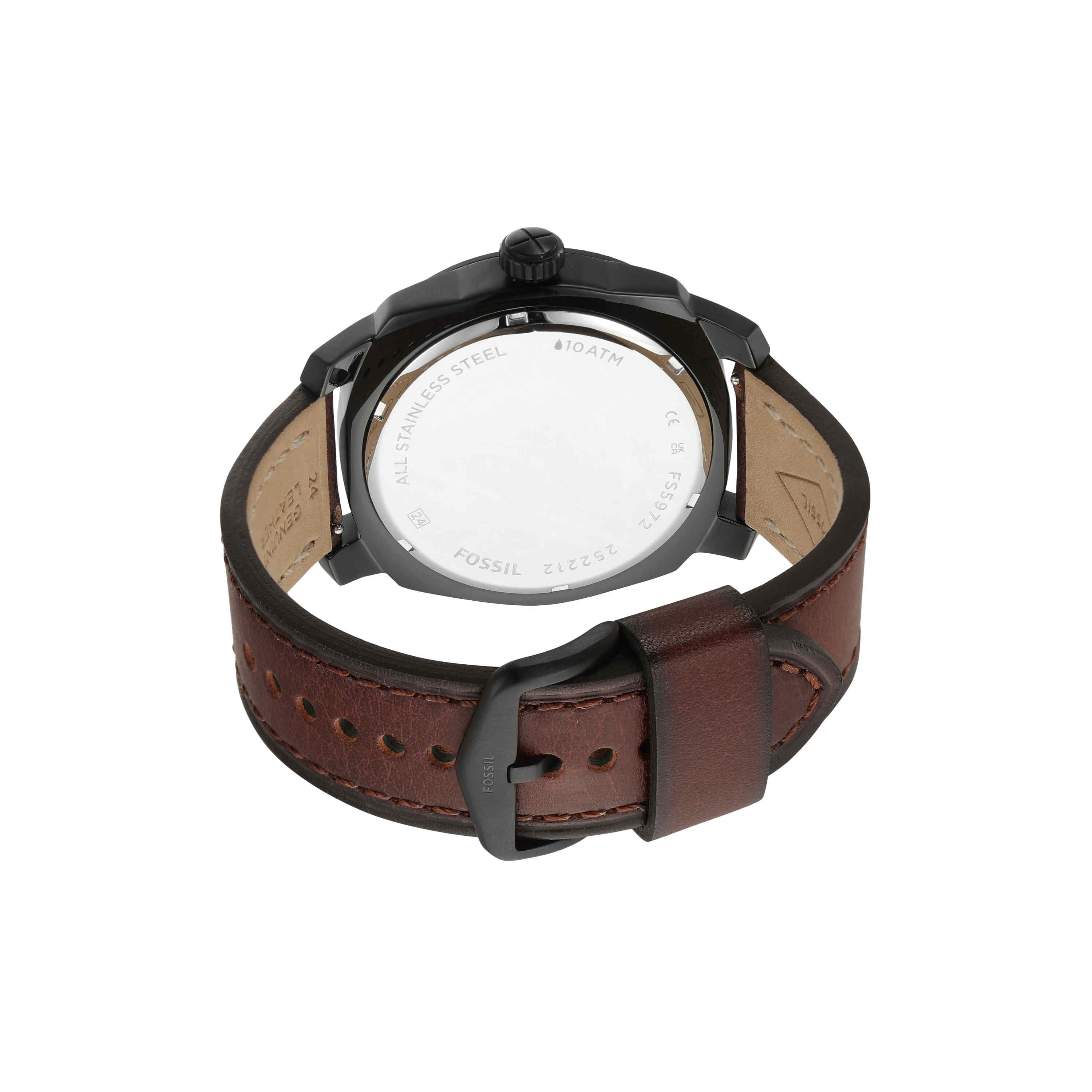 Fossil Machine Brown Dial Leather Strap Watch FS5972