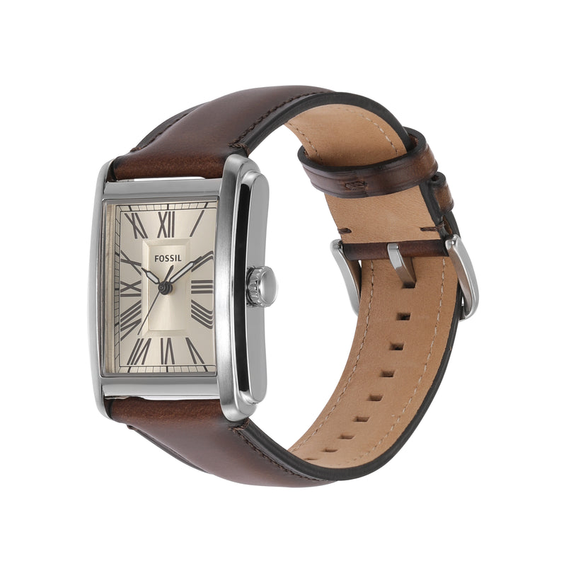 Fossil Carraway Brown Leather Three-Hand Watch FS6012