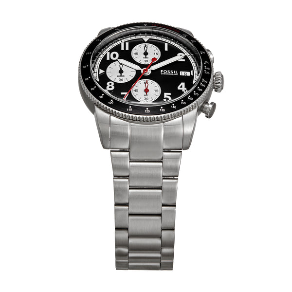 Fossil Sport Tourer Chronograph Black Dial Stainless Steel band Men's Watch FS6045
