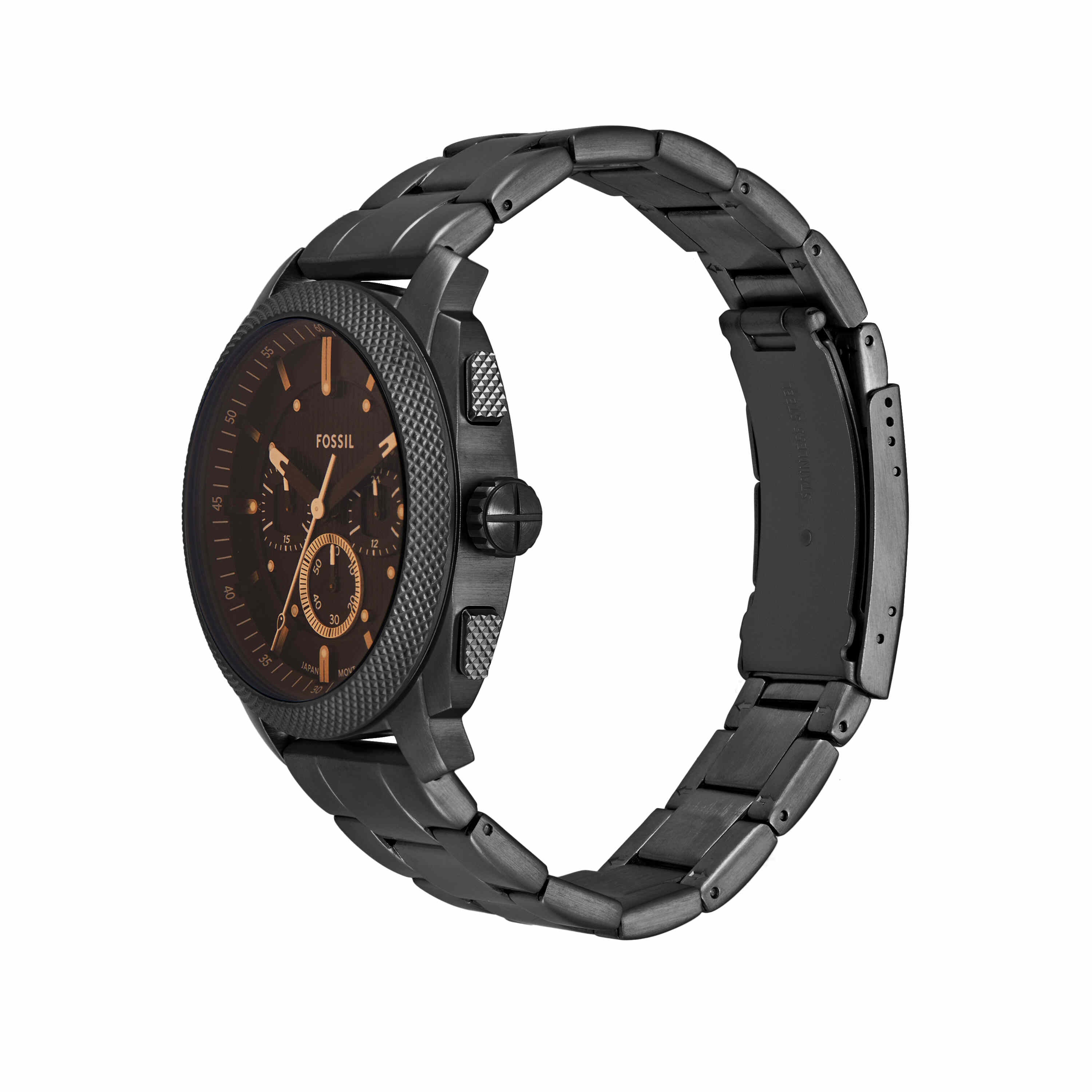 Fossil Machine Black Dial Stainless Steel Watch FS6097