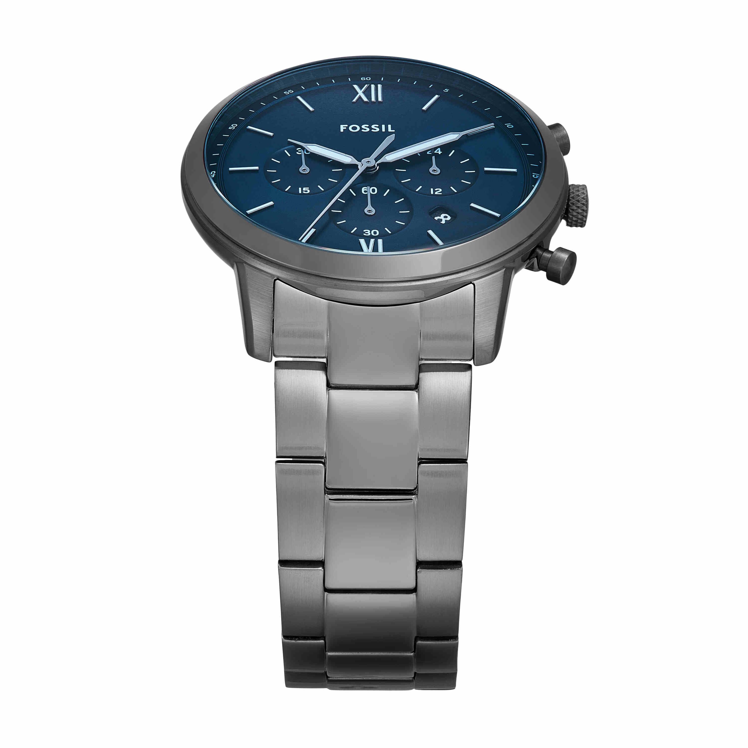 Fossil Neutra Chronograph Grey Stainless Steel Blue Dial Watch FS6111