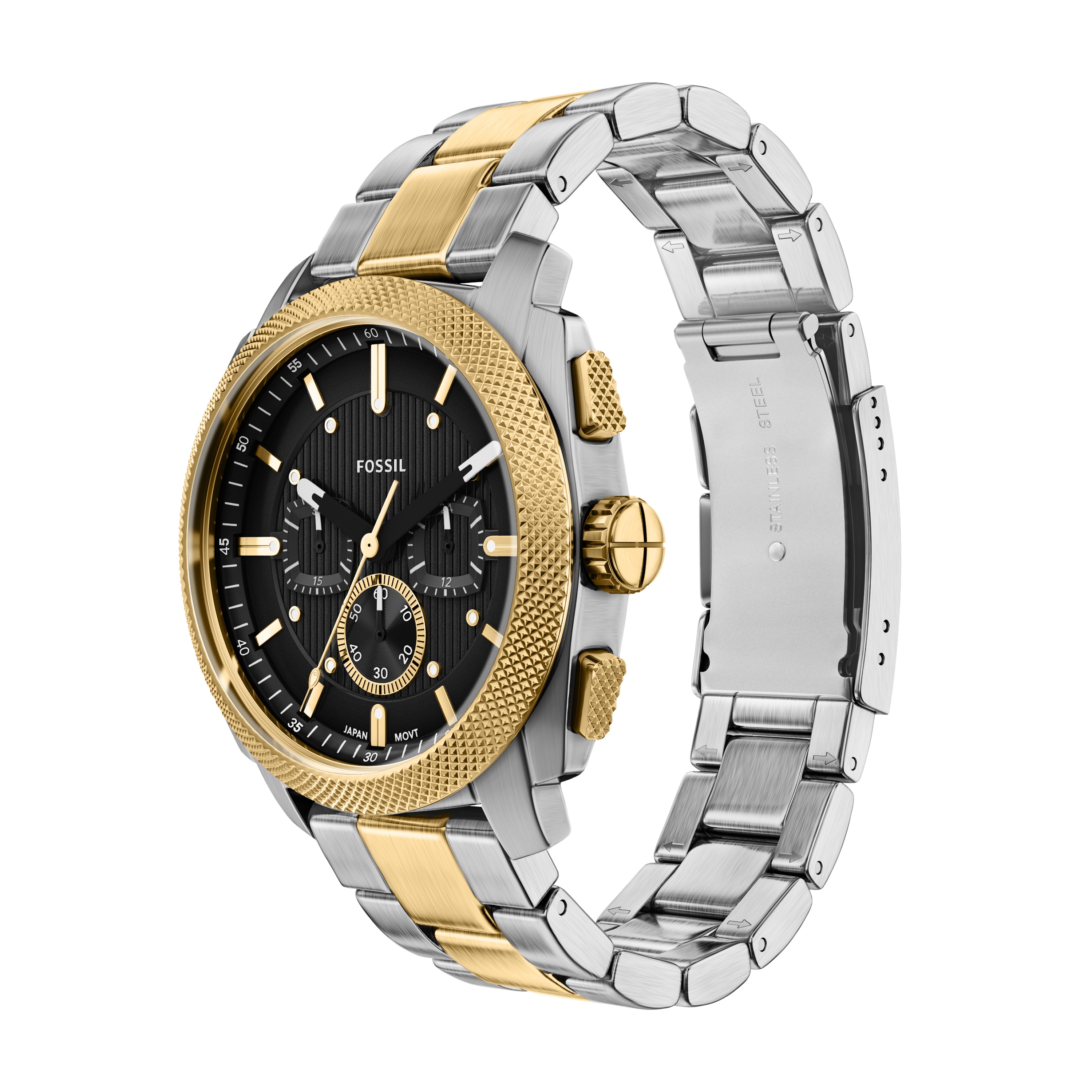 Fossil Machine Black Dial Black Two Toned Stainless Steel Watch FS6159