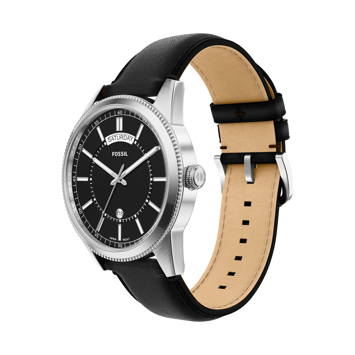 Fossil Pearson Day-Date Black FS6225 angled view