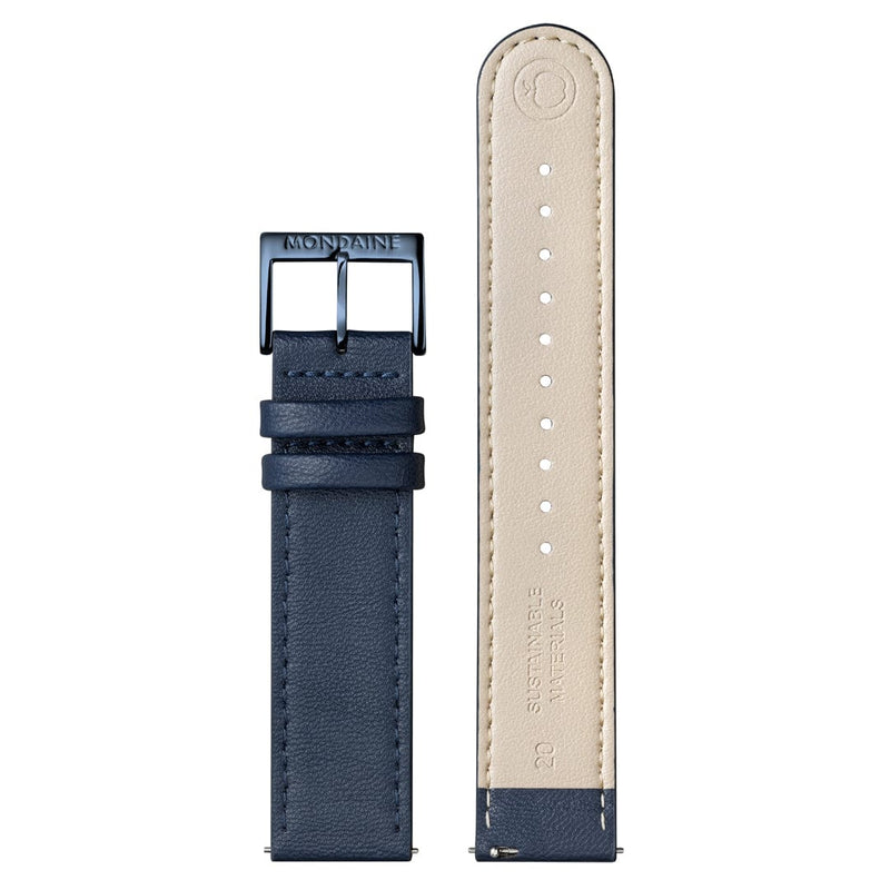 Mondaine Doppio 41mm Blue Vegan Grape Leather Watch MLE.41240.LDV