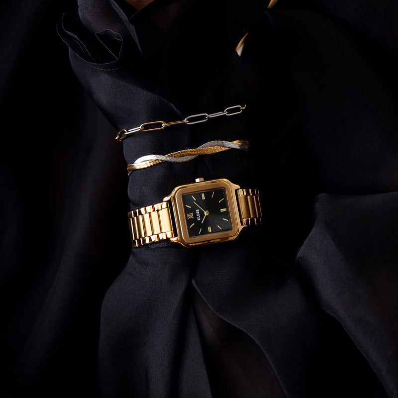 CLUSE Gracieuse Black Dial Gold Stainless Steel Watch CW11906
