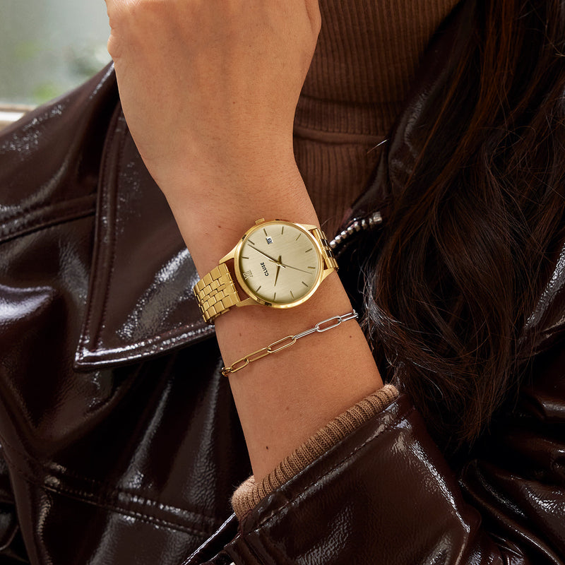 CLUSE Minuit Date Full Gold Link Watch CW14301