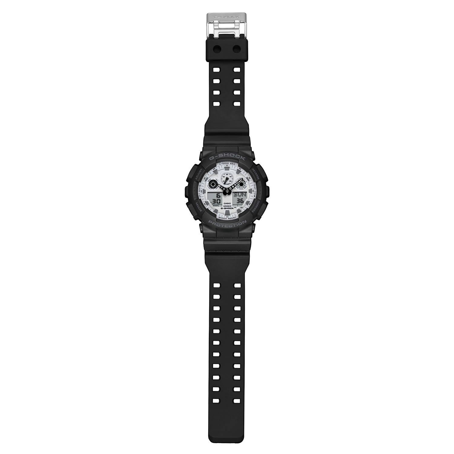 G-Shock Military Black Case and Band White Dial Men's Watch GA100WD-1A