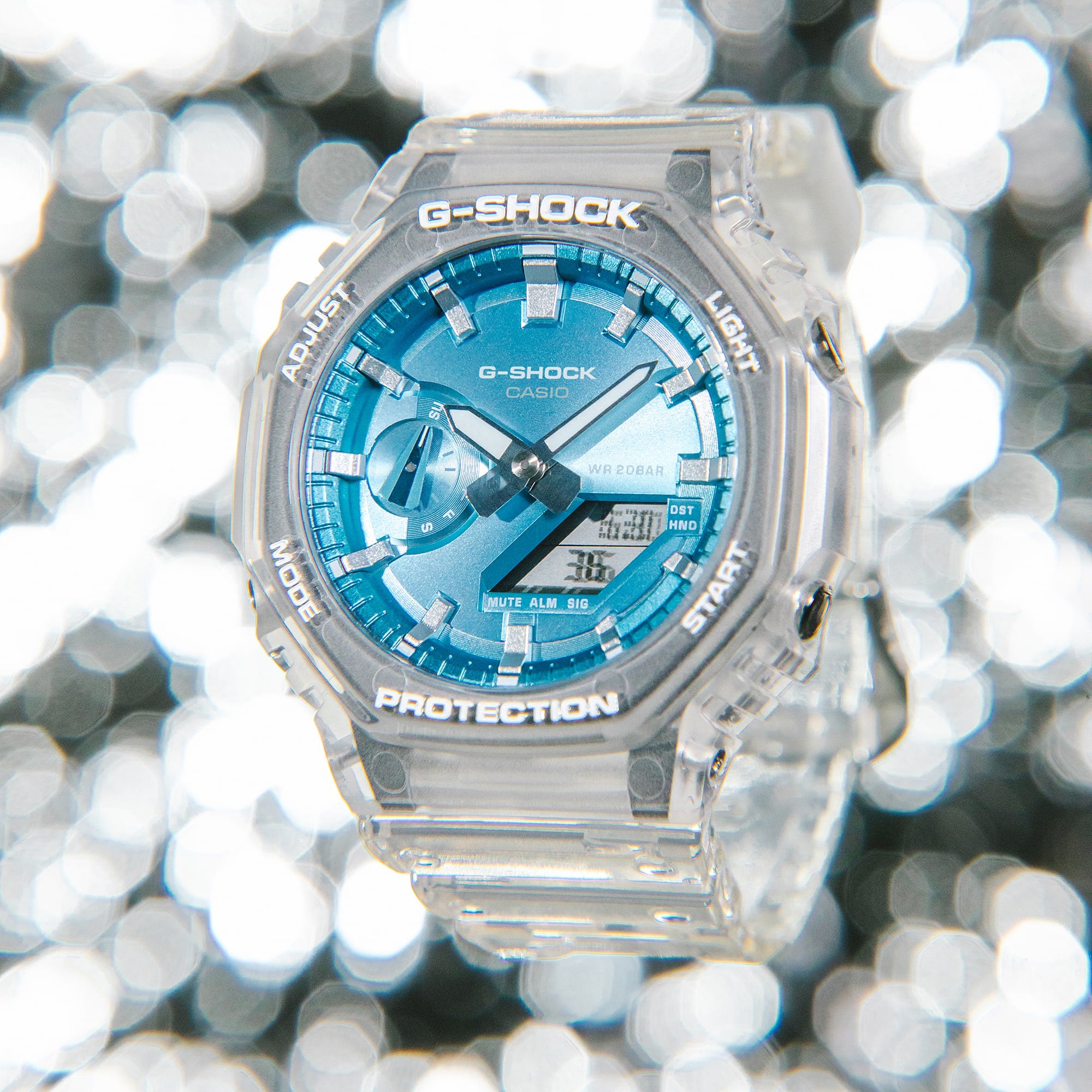 G-Shock Analog Digital Blue Dial Transparent Resin Band GA2100BM-7A2