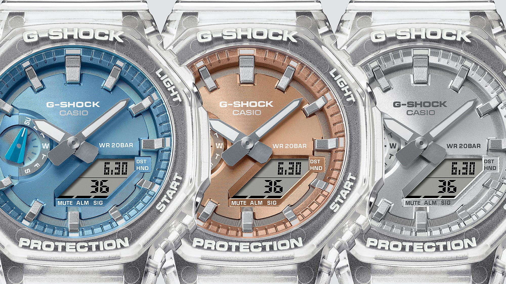G-Shock Analog Digital 2100 Series Transparent Resin Band Watch GA2100BM-7A5
