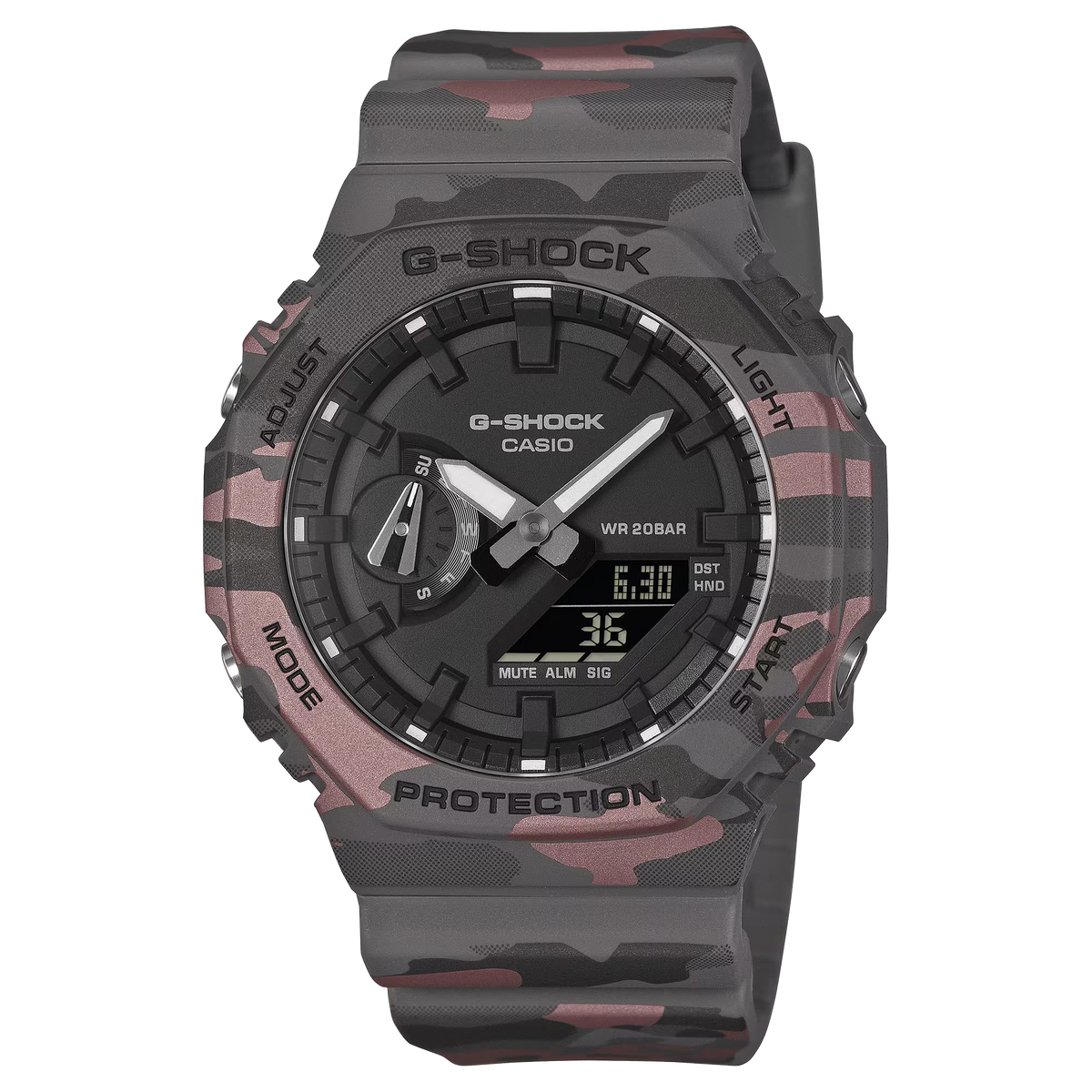 G-Shock Analog Digital Camouflage Resin Band and Black Dial Watch GA2100CM-8A