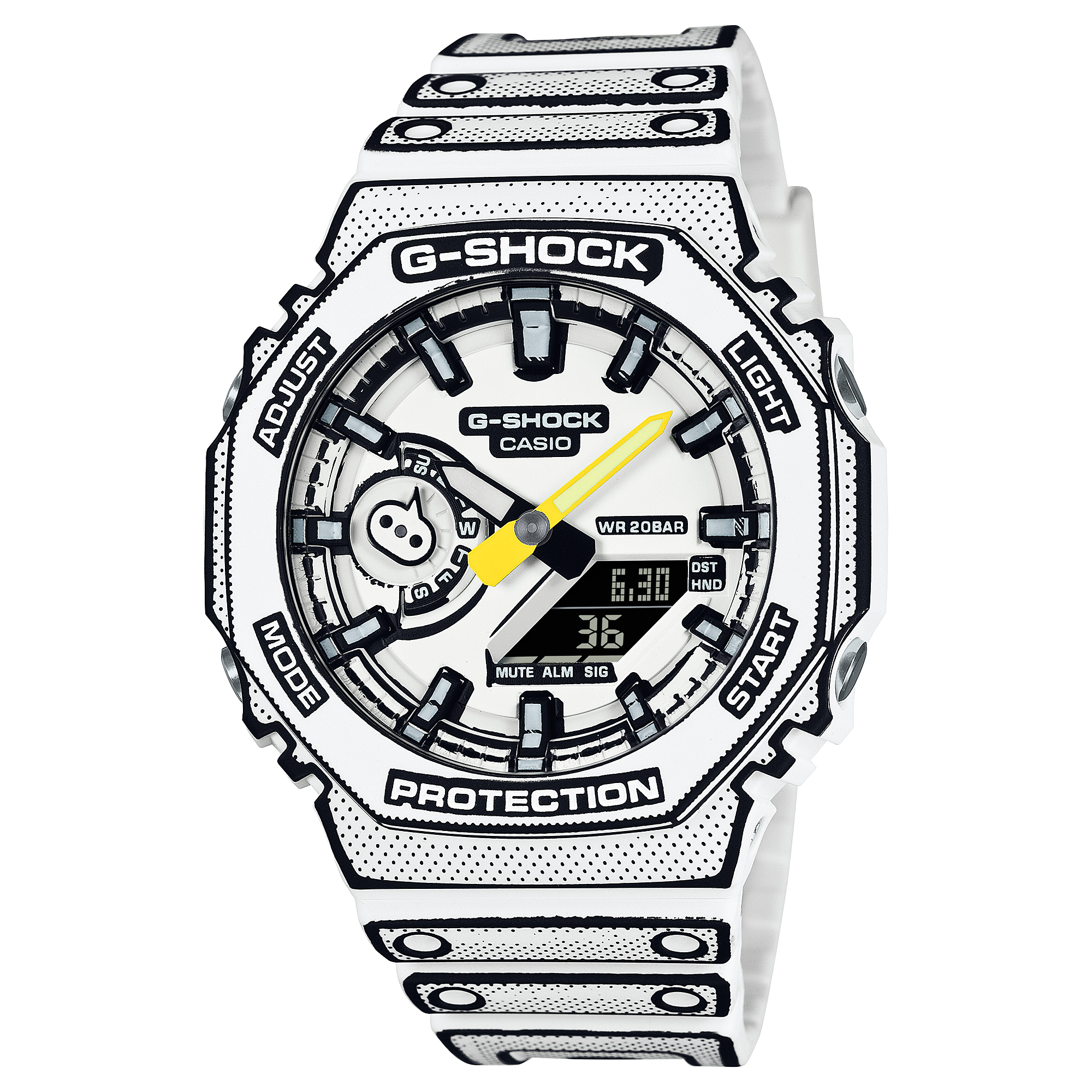 G-Shock Classic Black and White Resin Band Watch GA2100MNG-7A