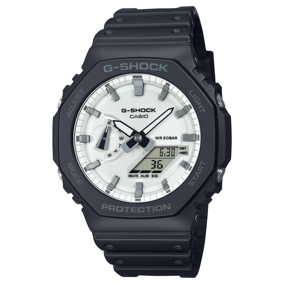 G-Shock Analog Digital White Dial Black Resin Band Watch GA2100WD-1A