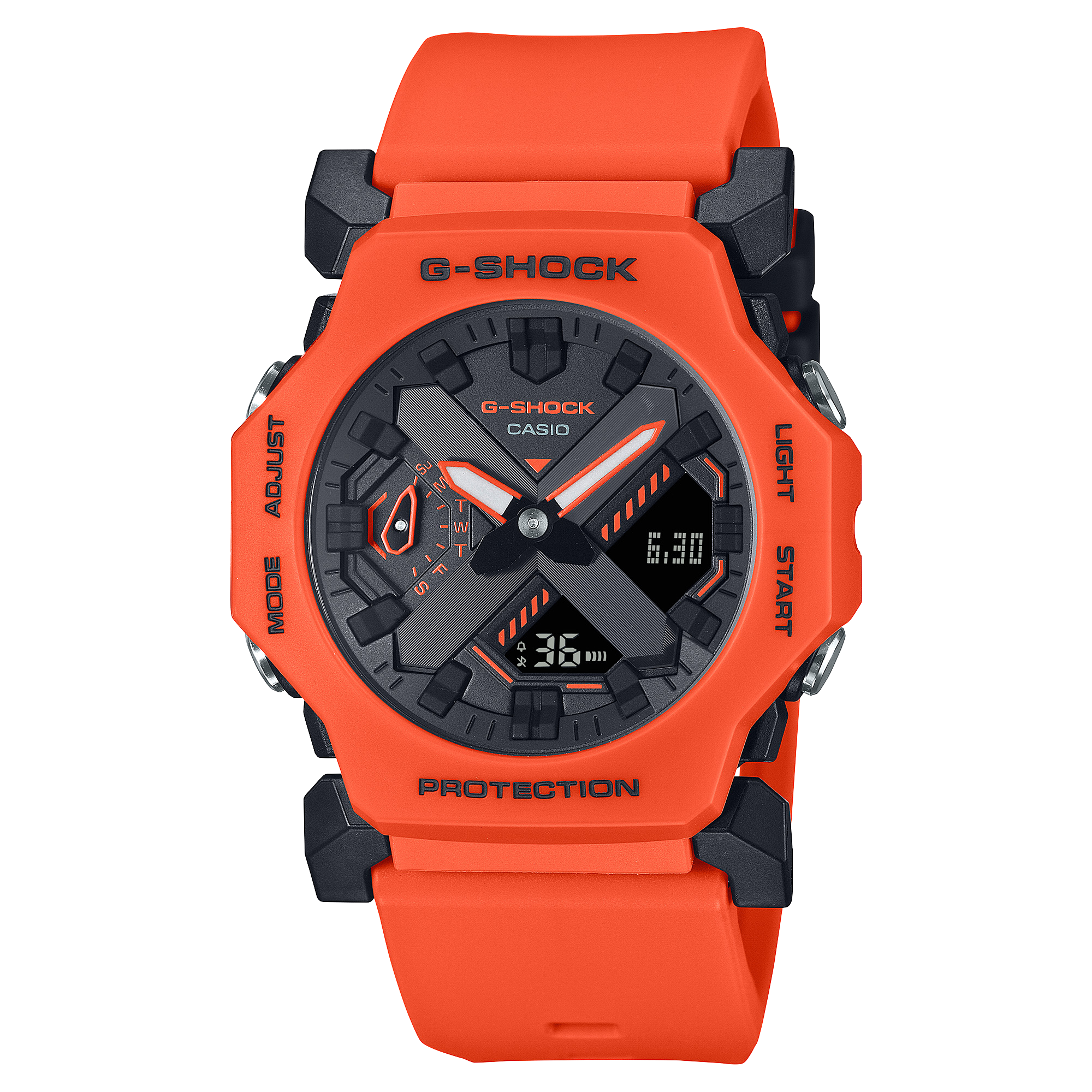 G-Shock Digital Black Dial Orange Resin Band Watch GA2300FL-4A