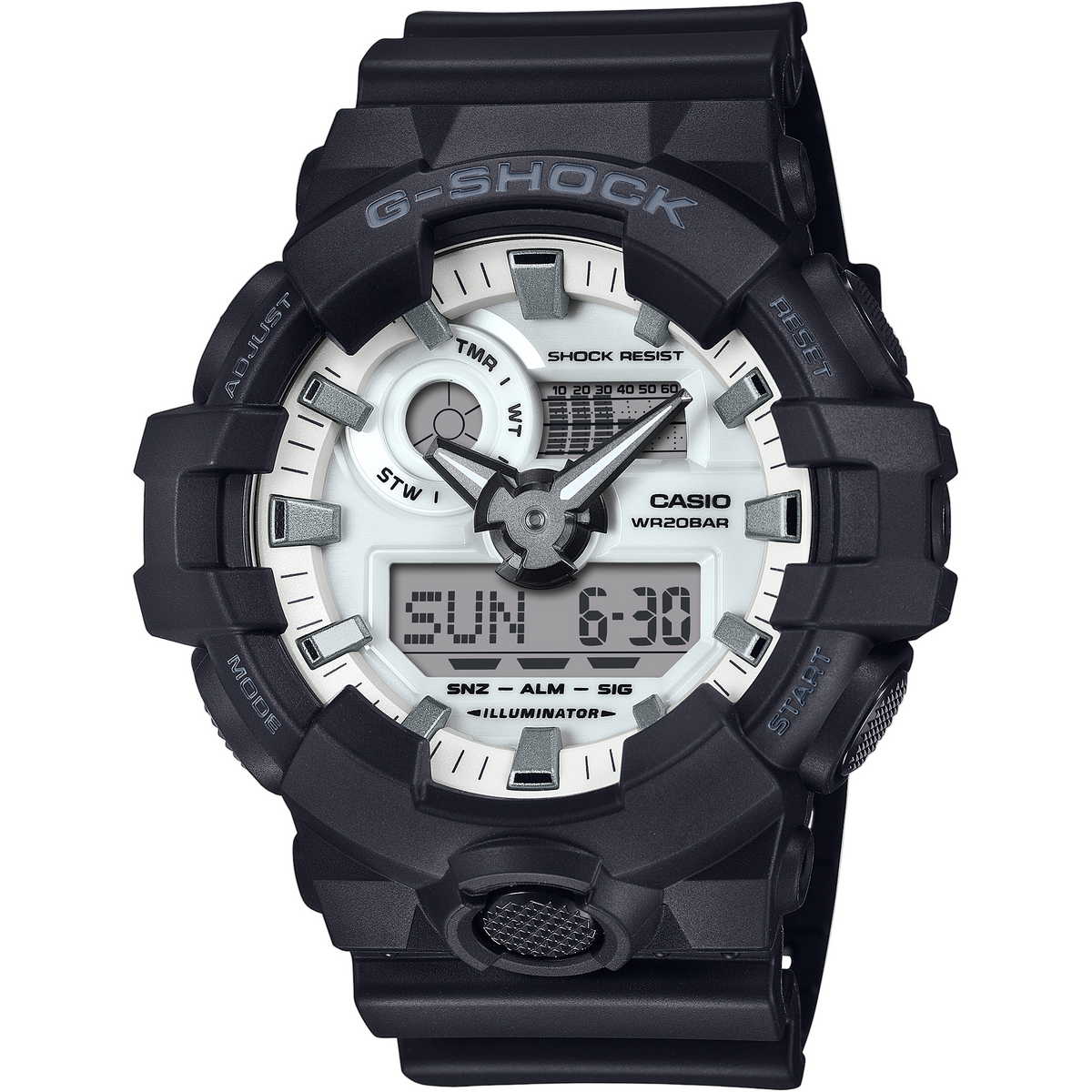 G-Shock Analog Digital White Dial Black Resin Band Watch GA700WD-1A