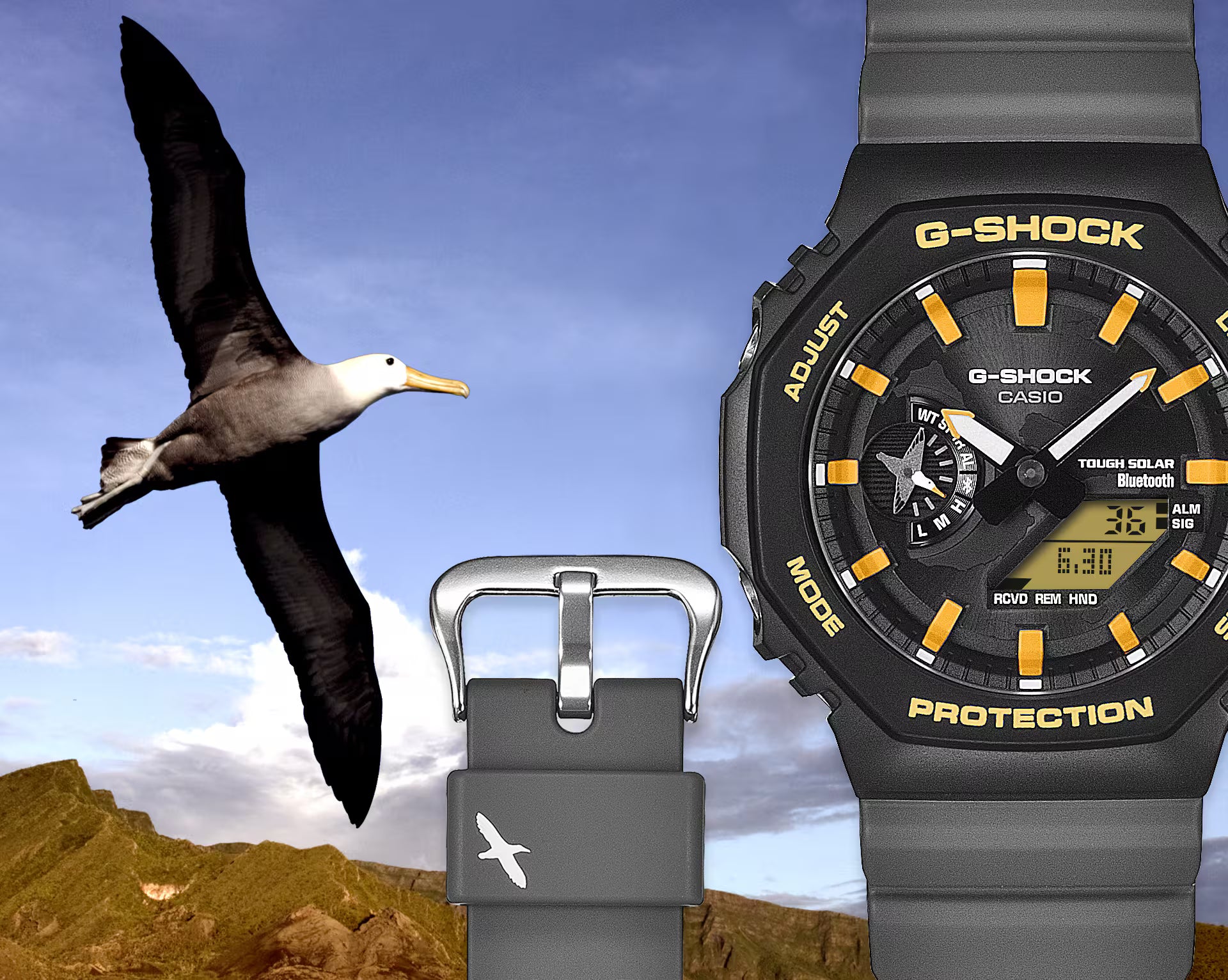 G-Shock Charles Darwin Foundation Black Band Yellow Watch GAB2100DF-1A