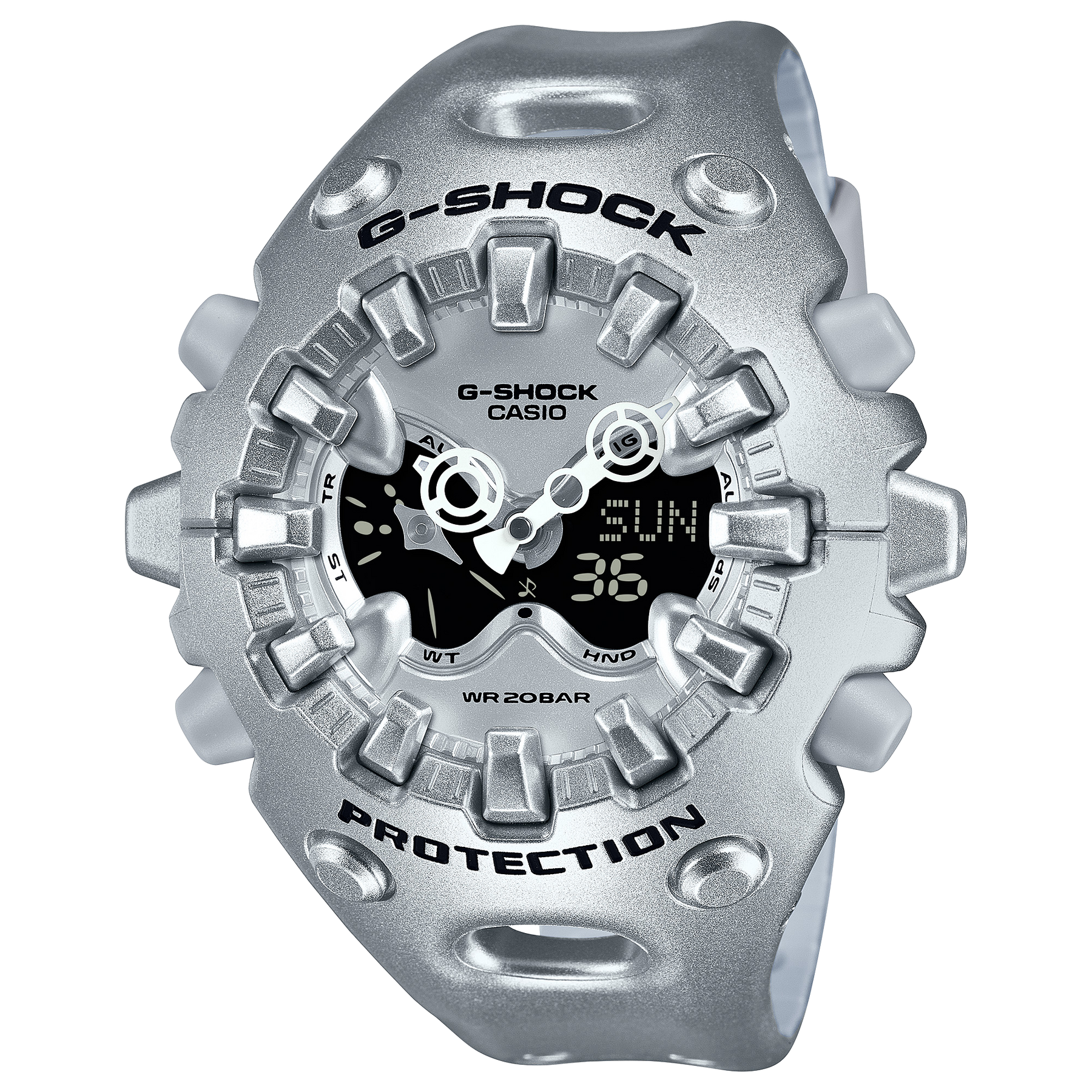 Casio G-Shock Ultimate Toughness Silver Watch GAV01A-8A with bold, rugged design and durable construction.