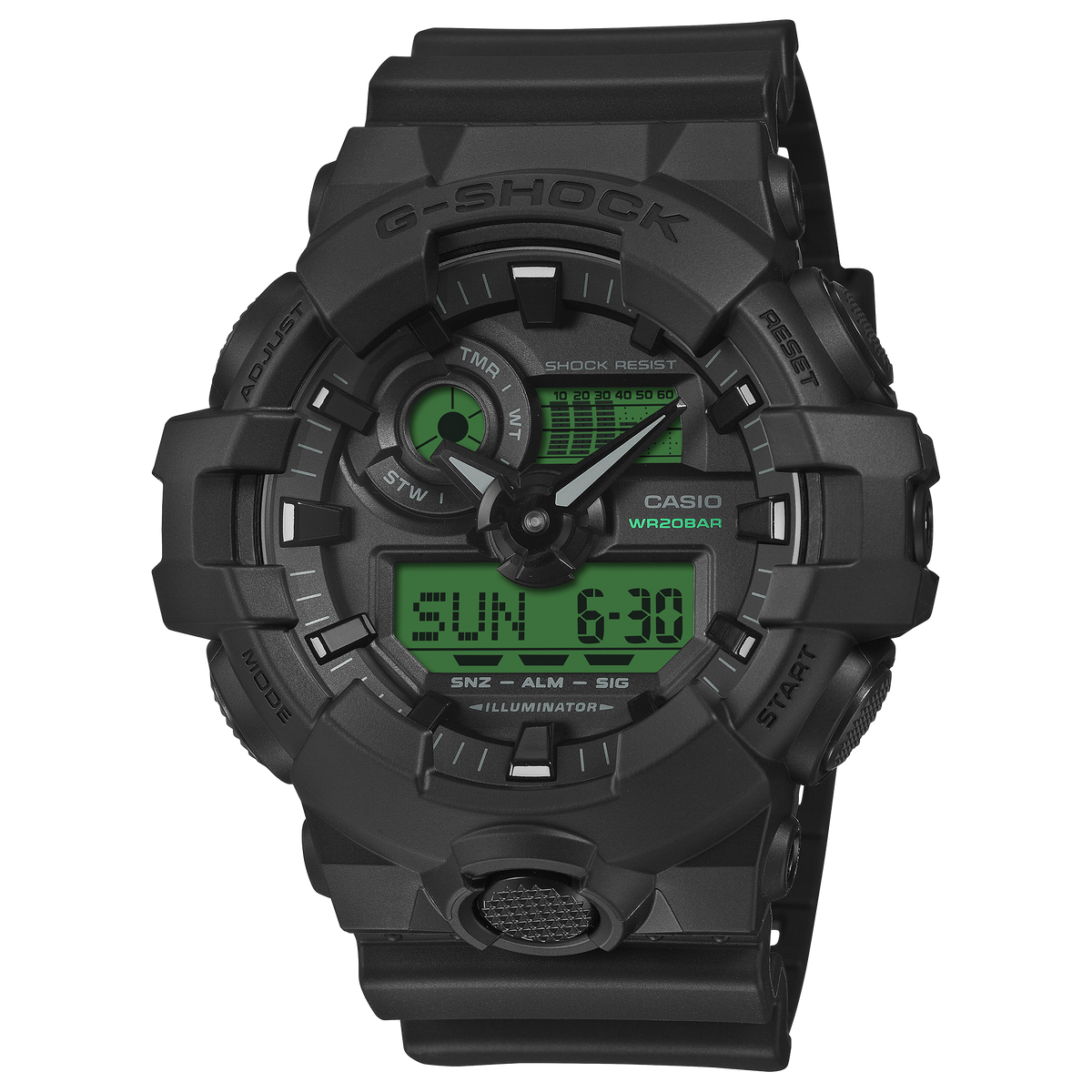 G-Shock Black and Electro Green Men's Watch GA700BEG-1A