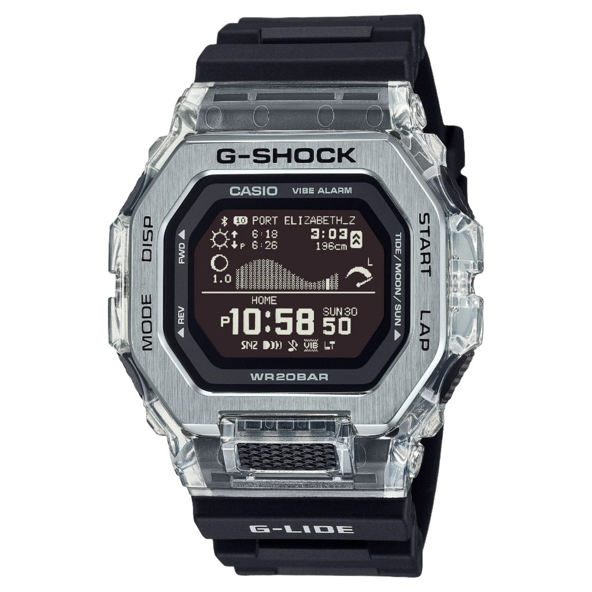 G-Shock GLIDE Gleaming Wave Black Dial Resin Band Watch GBX100S-1D