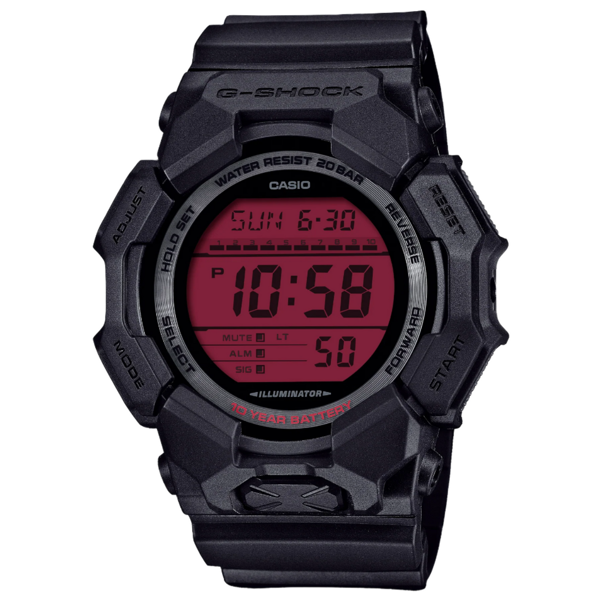G-Shock Red Dial Black Resin Band Watch GD010BBR-1D