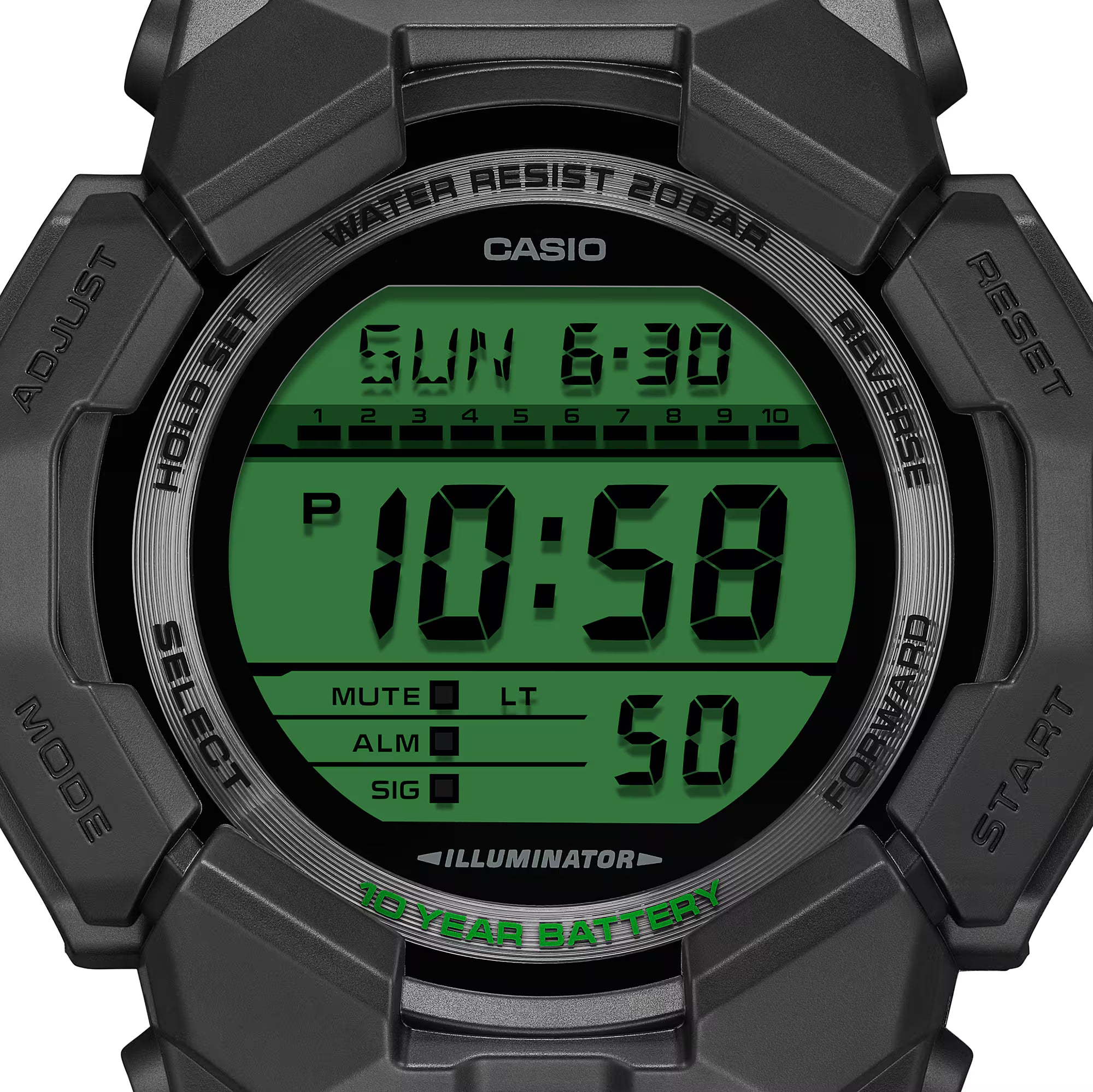 G-Shock Analog Digital Green Dial Black Resin Band 10 Year Battery Watch GD010BEG-1D