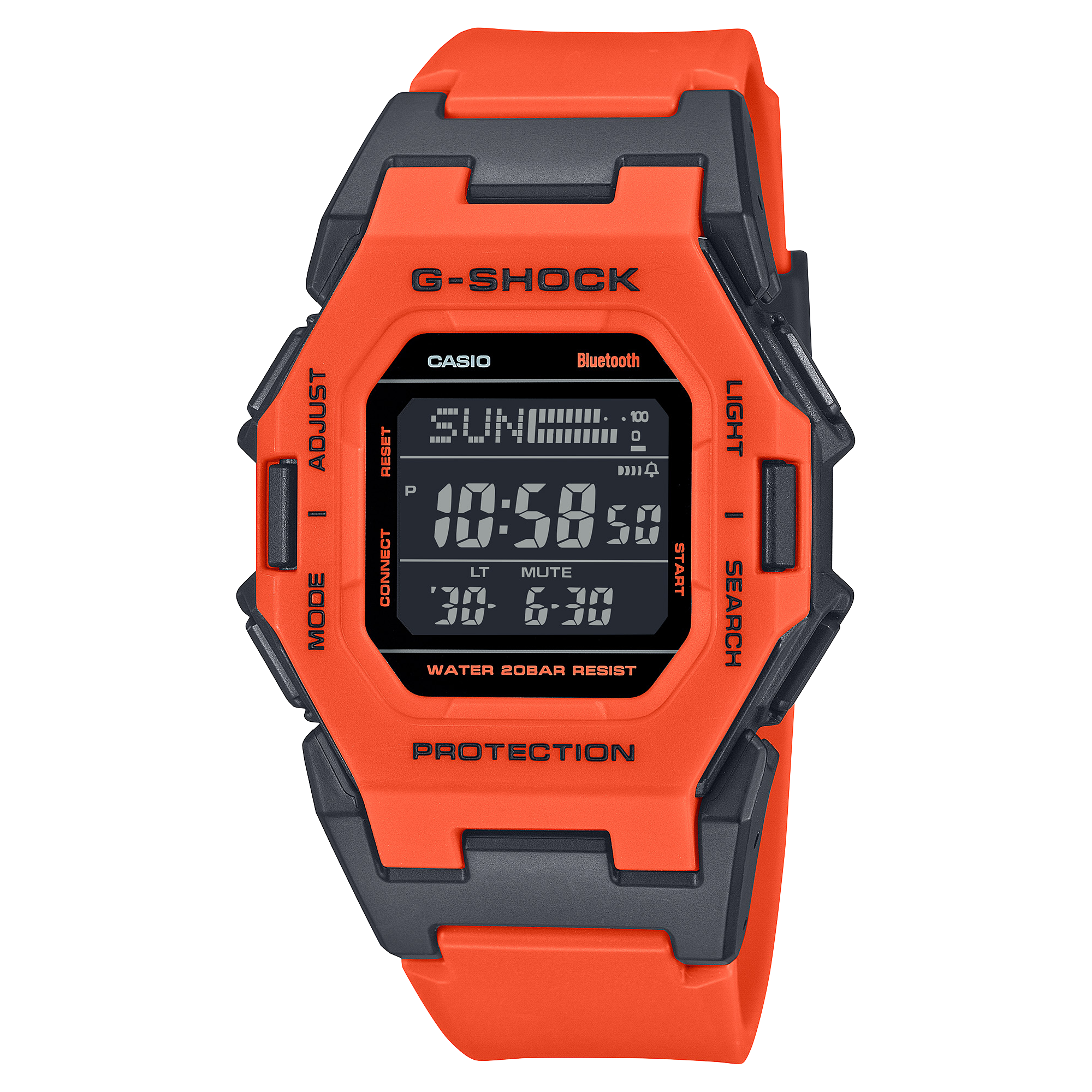 G-Shock Digital Black Dial Orange Resin Band Watch GDB500FL-4D
