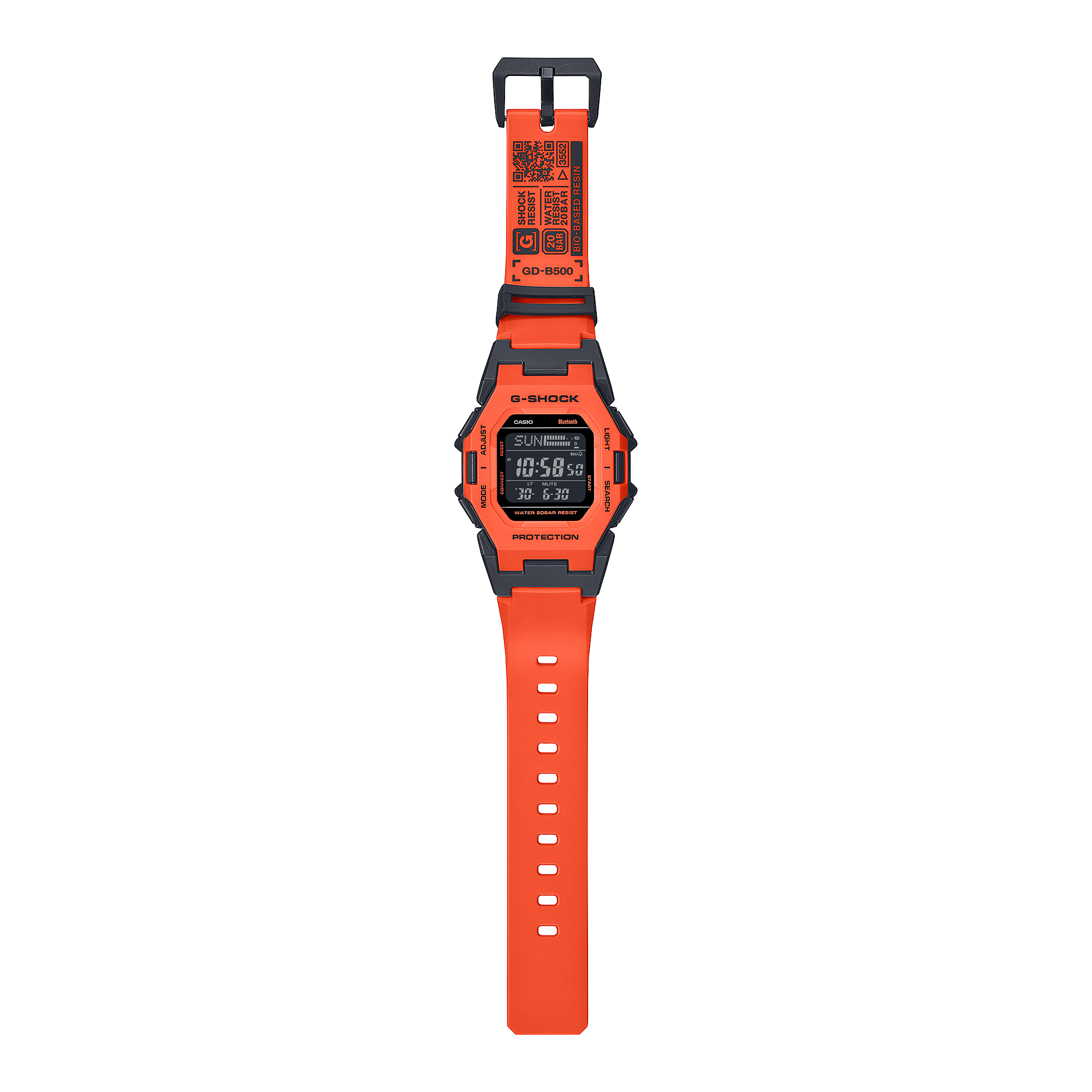 G-Shock Digital Black Dial Orange Resin Band Watch GDB500FL-4D