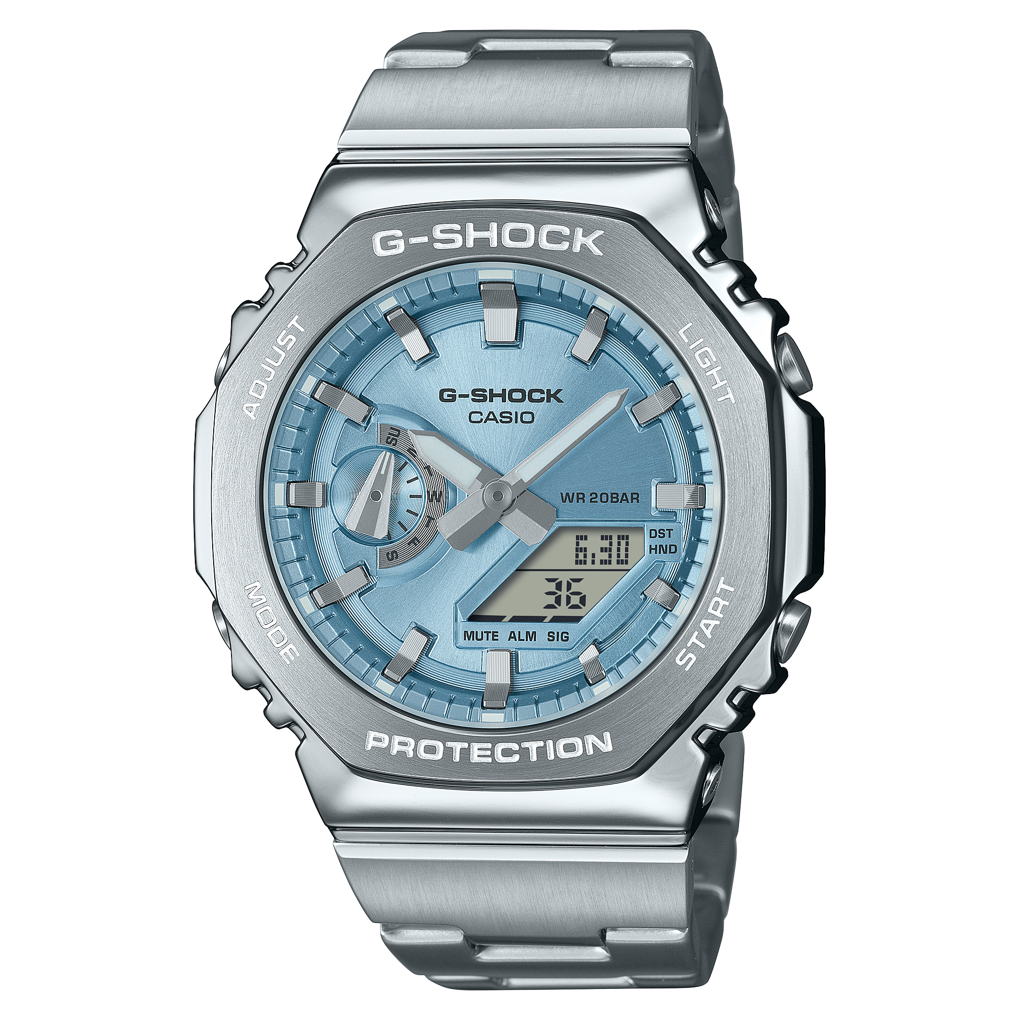 G-Shock G-Steel 2100 Series Blue Dial Stainless Steel Watch GM2110D-2A
